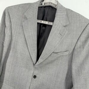 Andrew Fezza Mens 42L 100% Silk Herringbone Blazer Sport Coat Jacket Black White